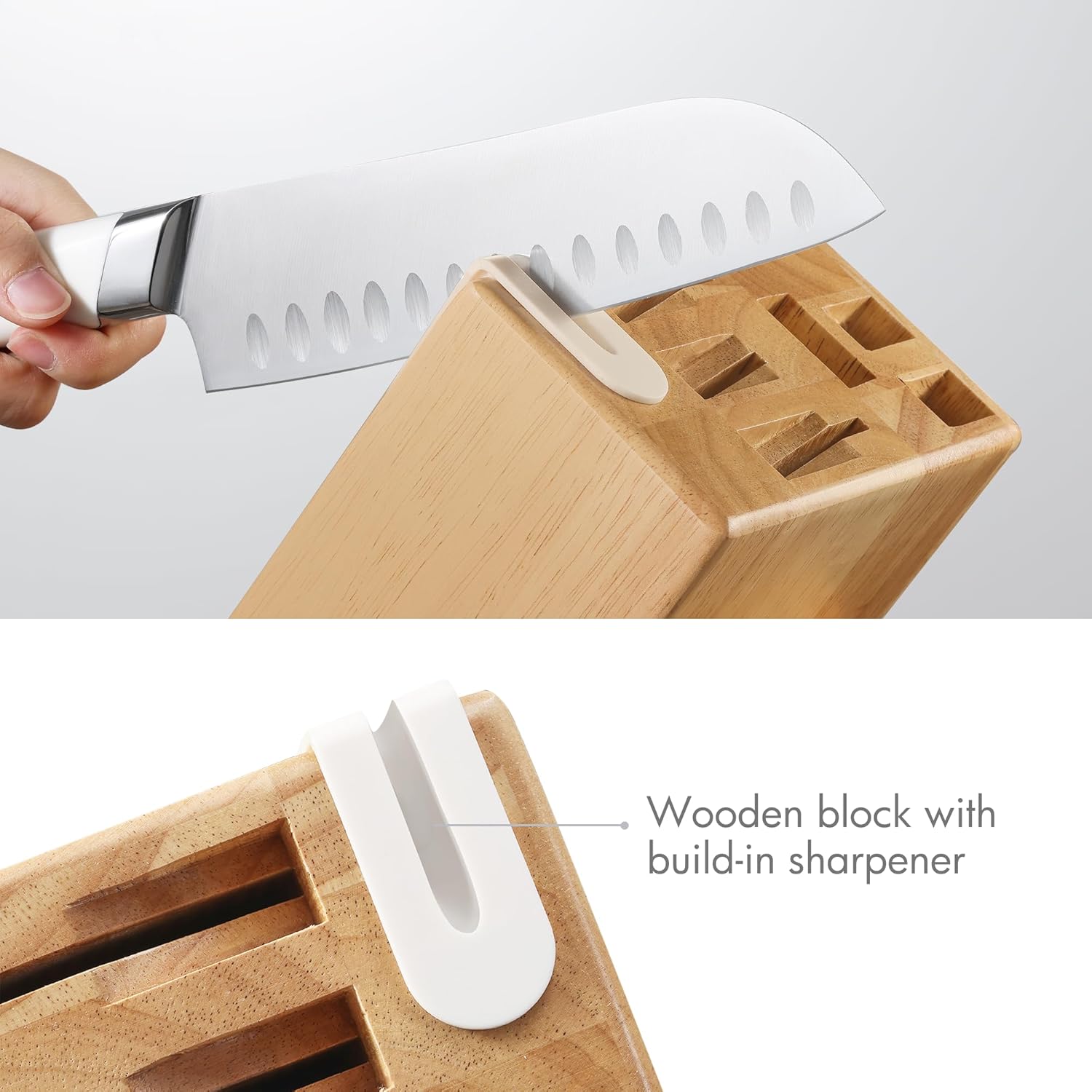 14-Piece Kitchen Knife Set Razor-Sharp stainless steel block with sharpener