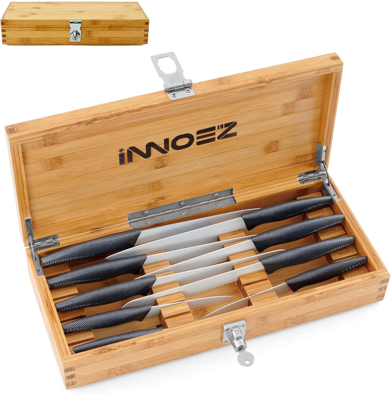 Bamboo Kitchen Knife Holder Lock Box for Kids Safe Durable