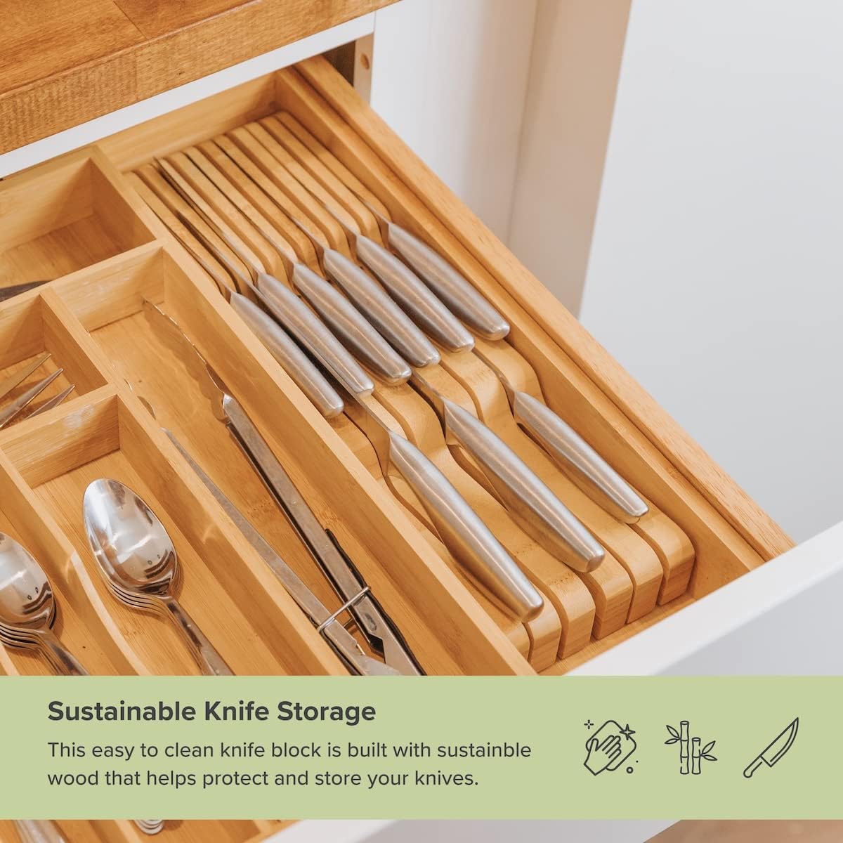 Bamboo Knives Block Multifunctional Organizer