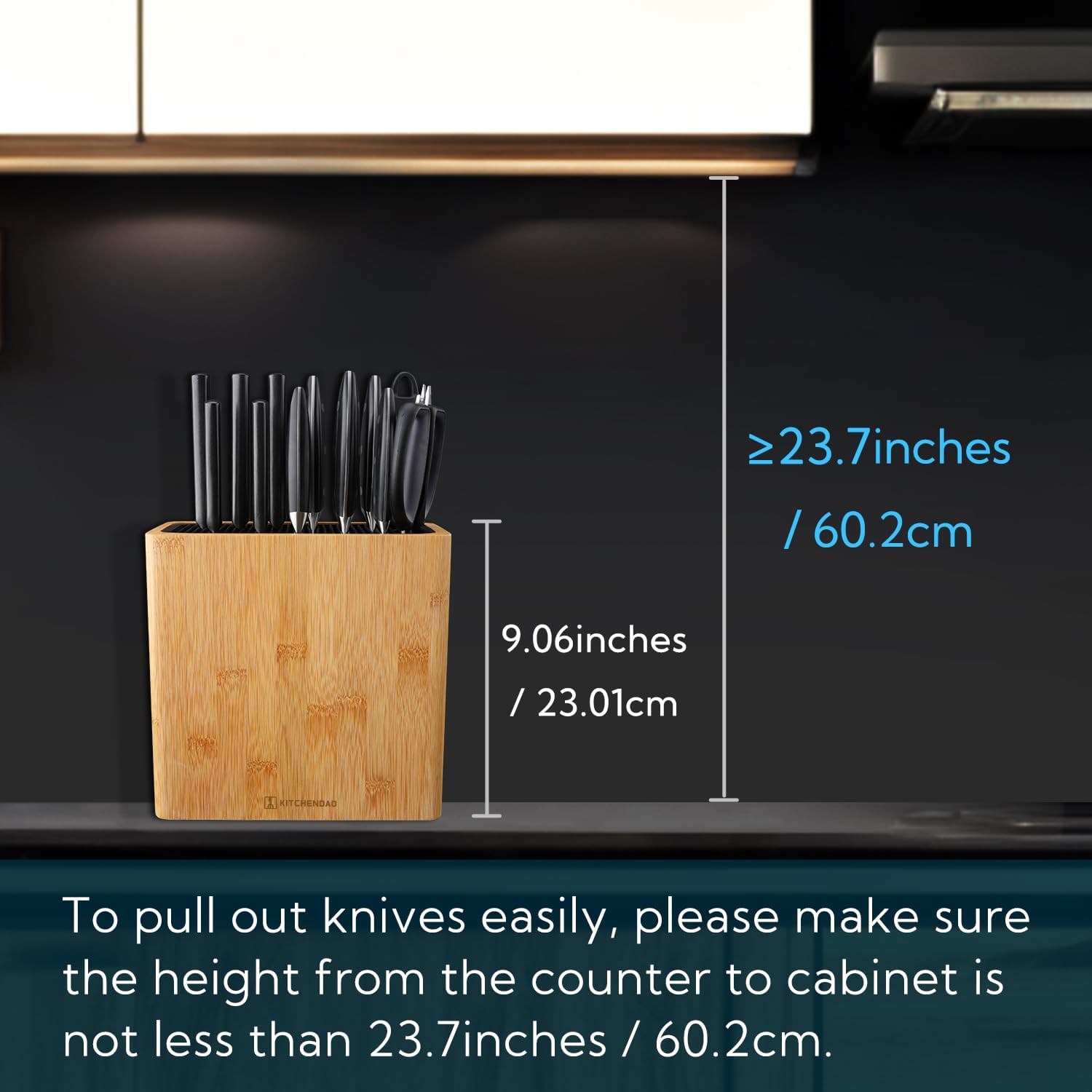 KITCHENDAO XL Bamboo Universal Knife Block Holder for All Knives