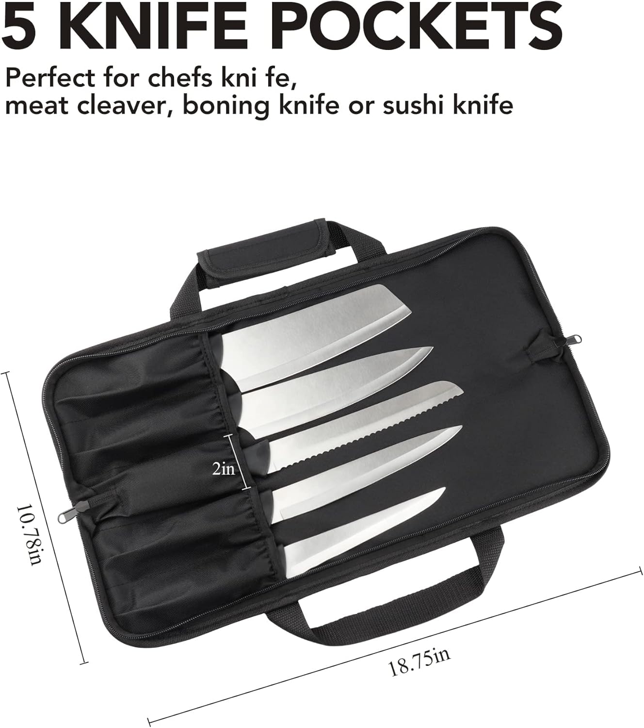 Wessleco Chef Knife Bag 5 Slots Red