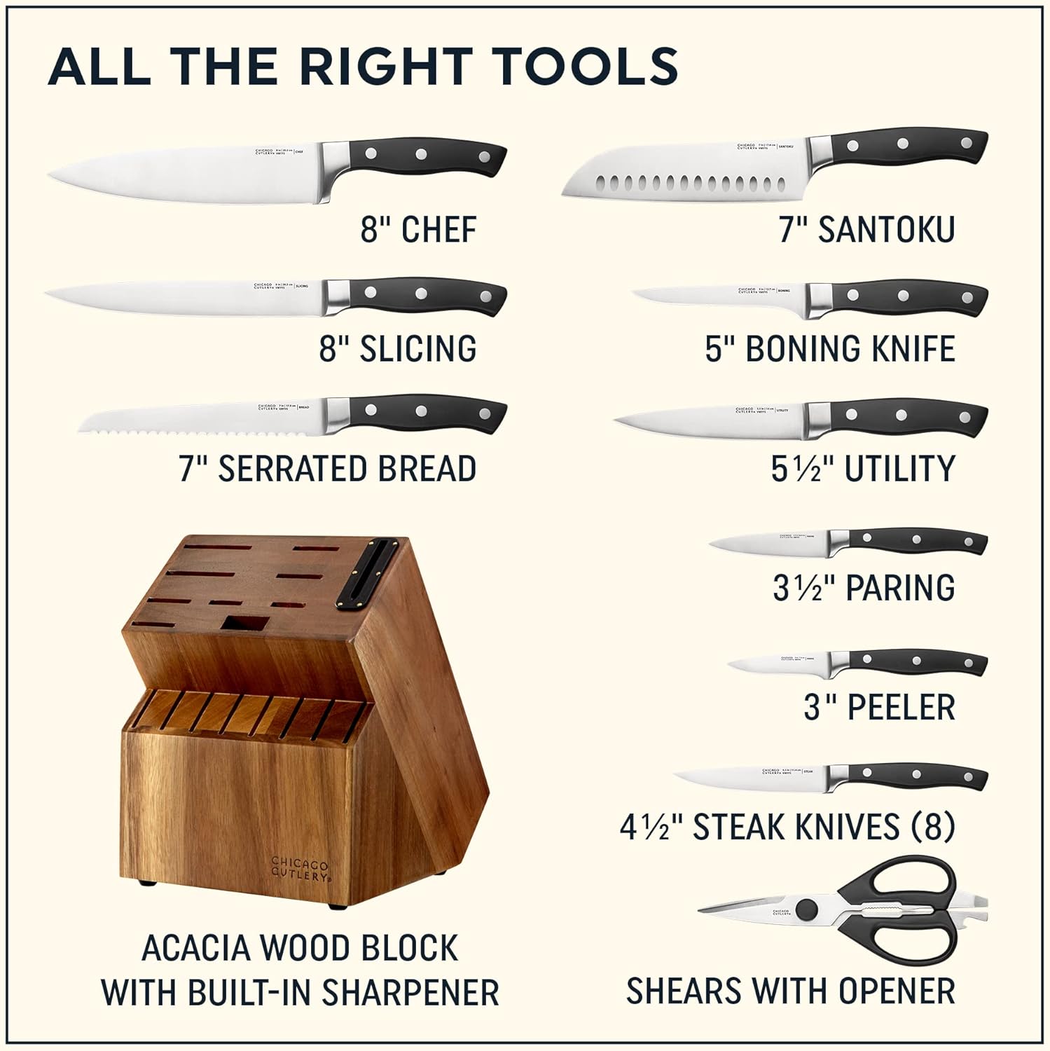 Insignia 18-Piece Knife Set with Built-In Sharpener