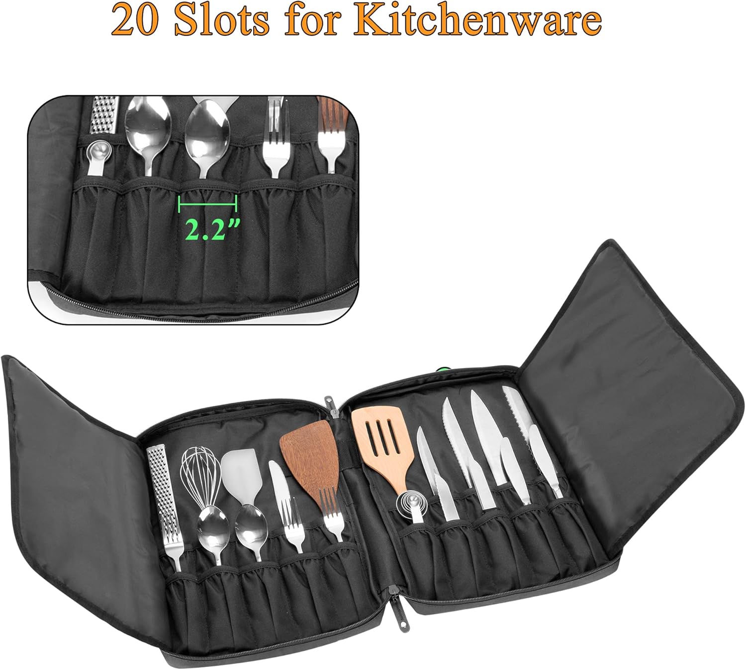 Samdew Chef Knife Bag with 20 Slots and Lockhole
