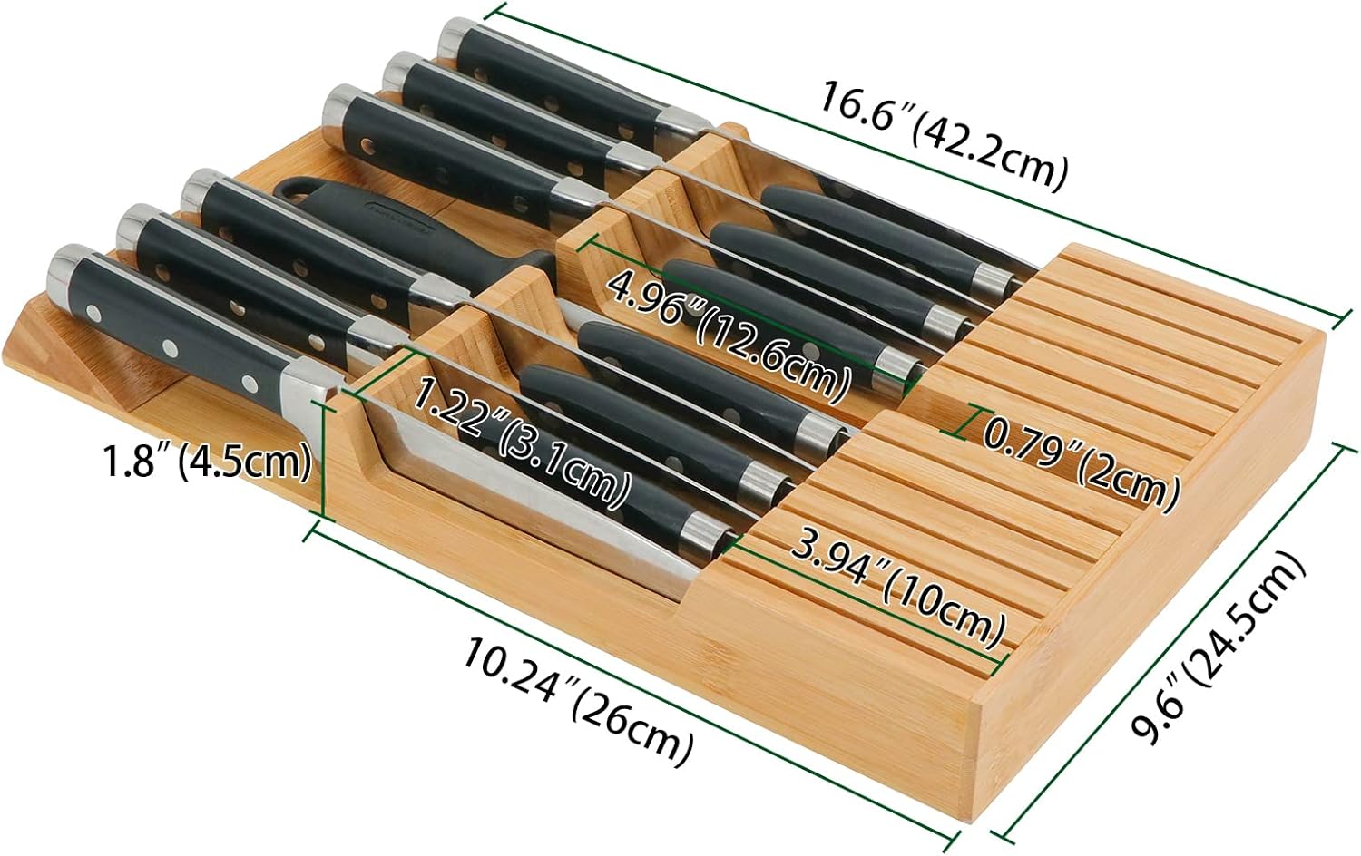 Utoplike Kitchen Knife Block - Bamboo Organizer for 12 Knives