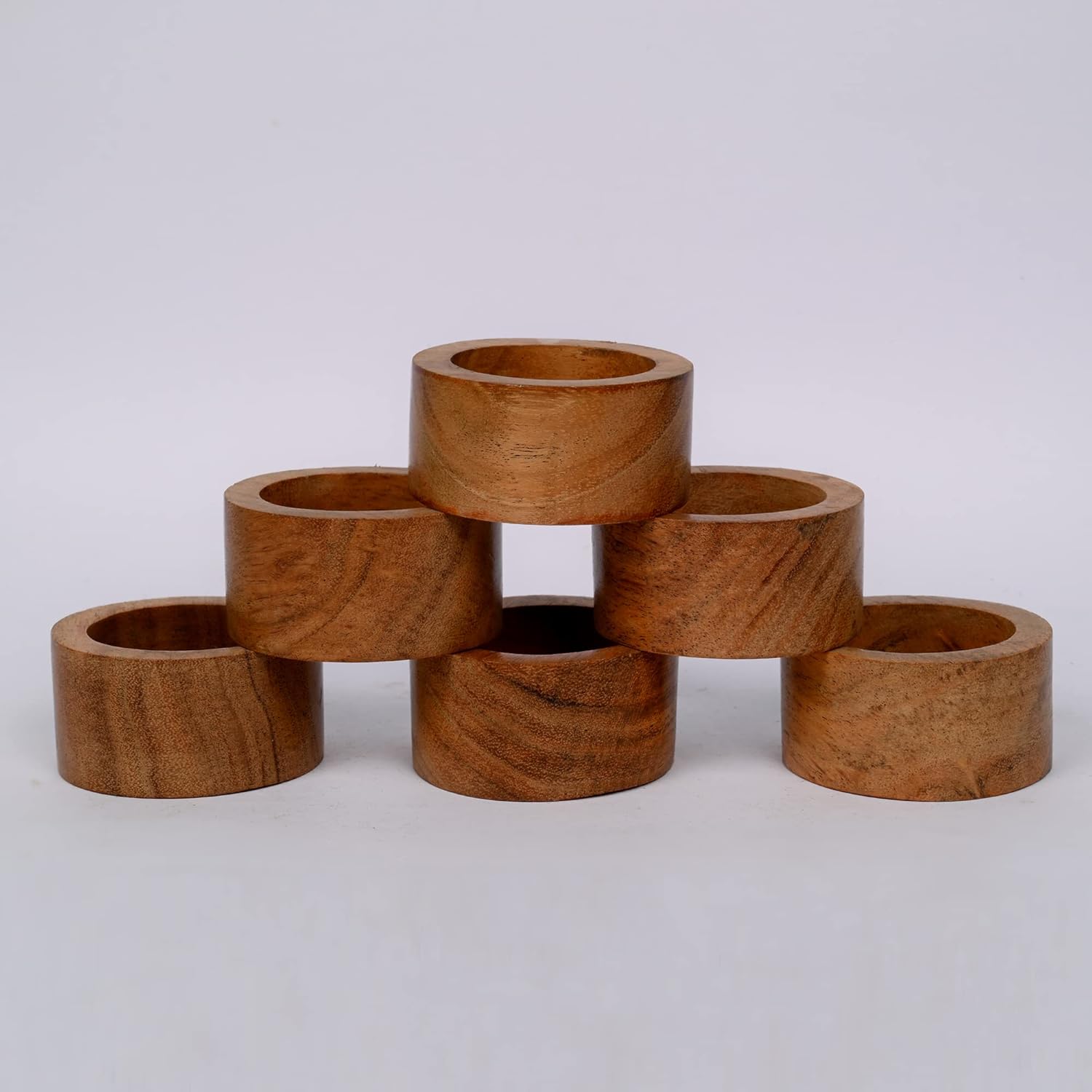 Handmade Acacia Napkin Rings 12 Set for Dining and Home