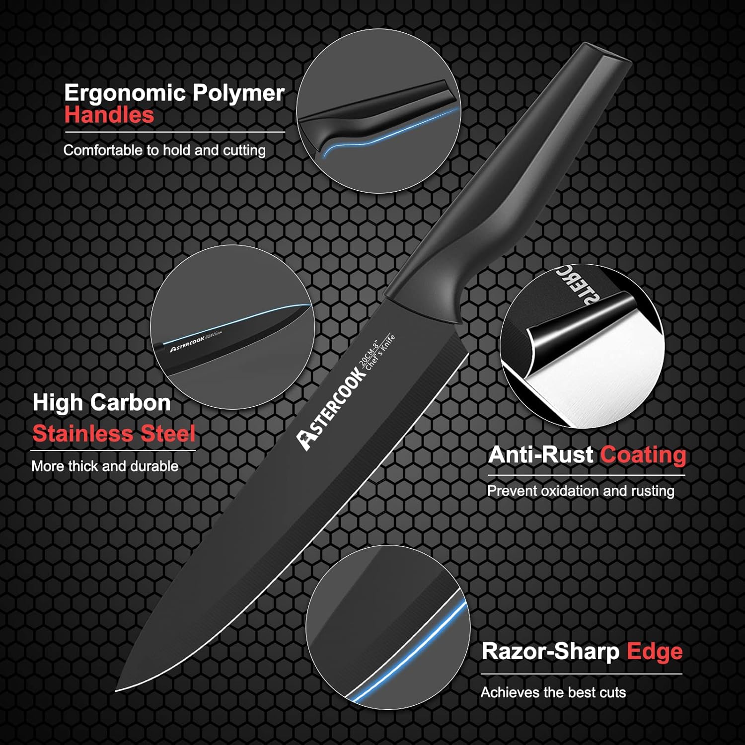 21-Piece Knife Set with Built-in Sharpener