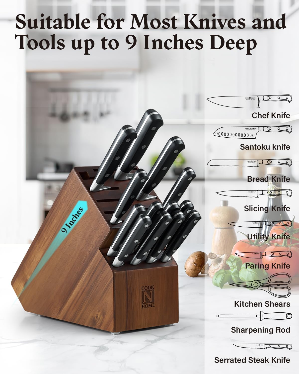 Acacia Wood Knife Block by Cook N Home