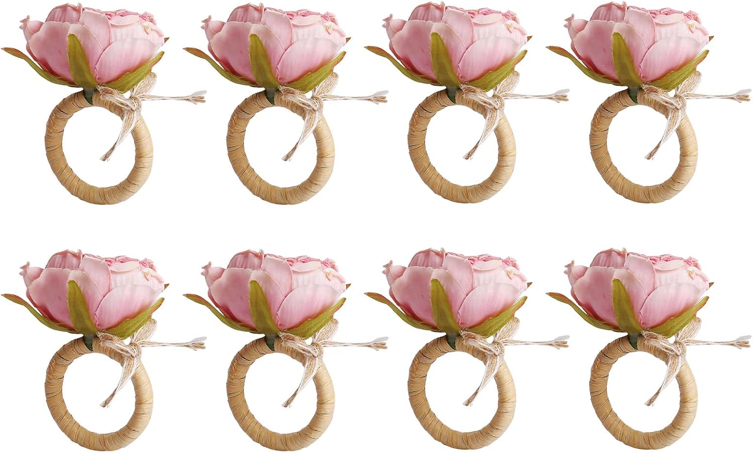 Vibrant Handmade Napkin Rings Pink Peonies for Weddings Parties More