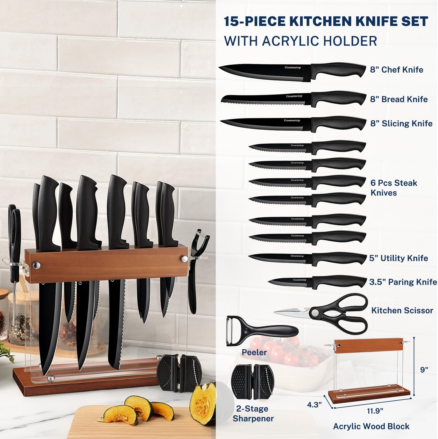 Perfect 15-Piece Kitchen Knife Set