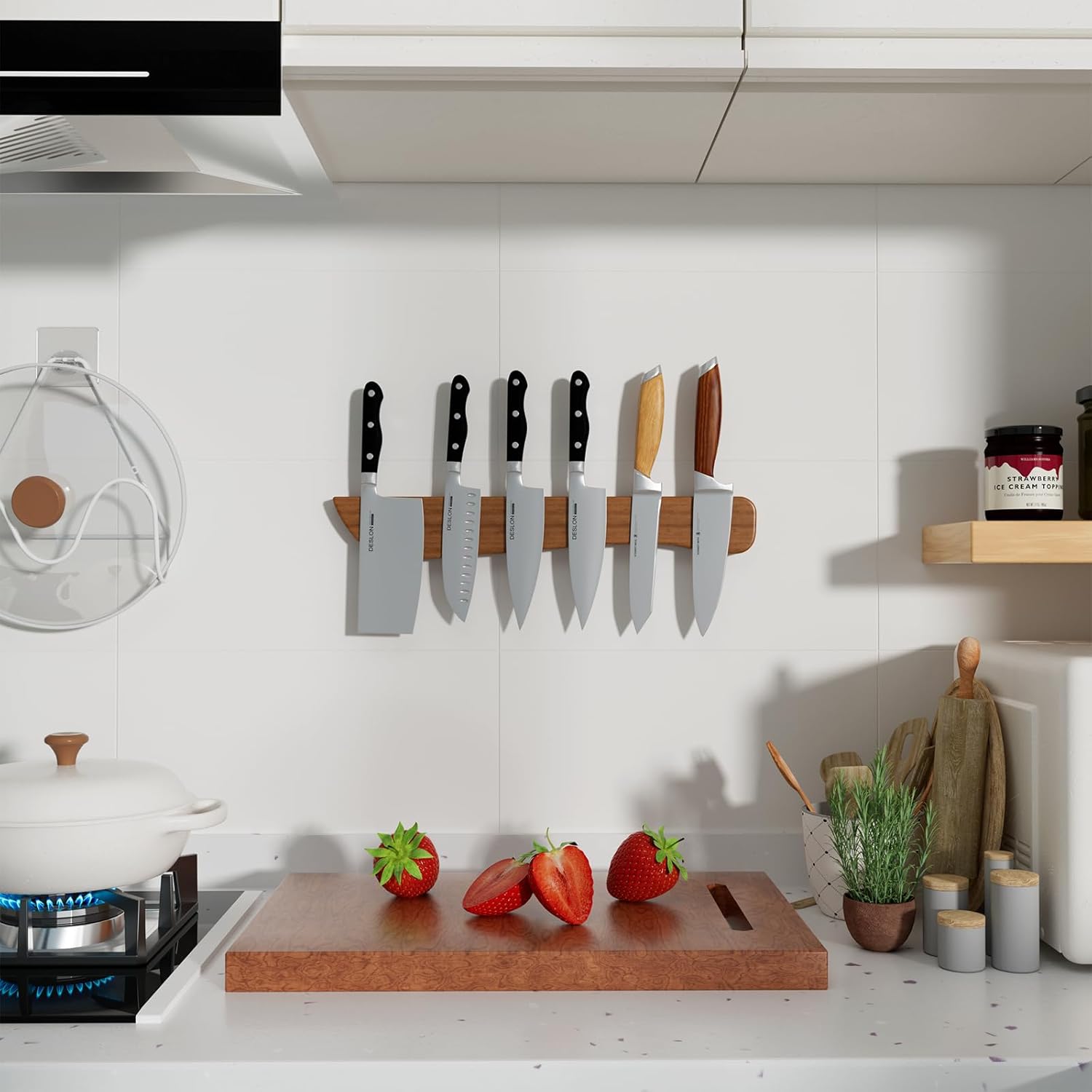 Stylish Acacia Wood Magnetic Knife Holder