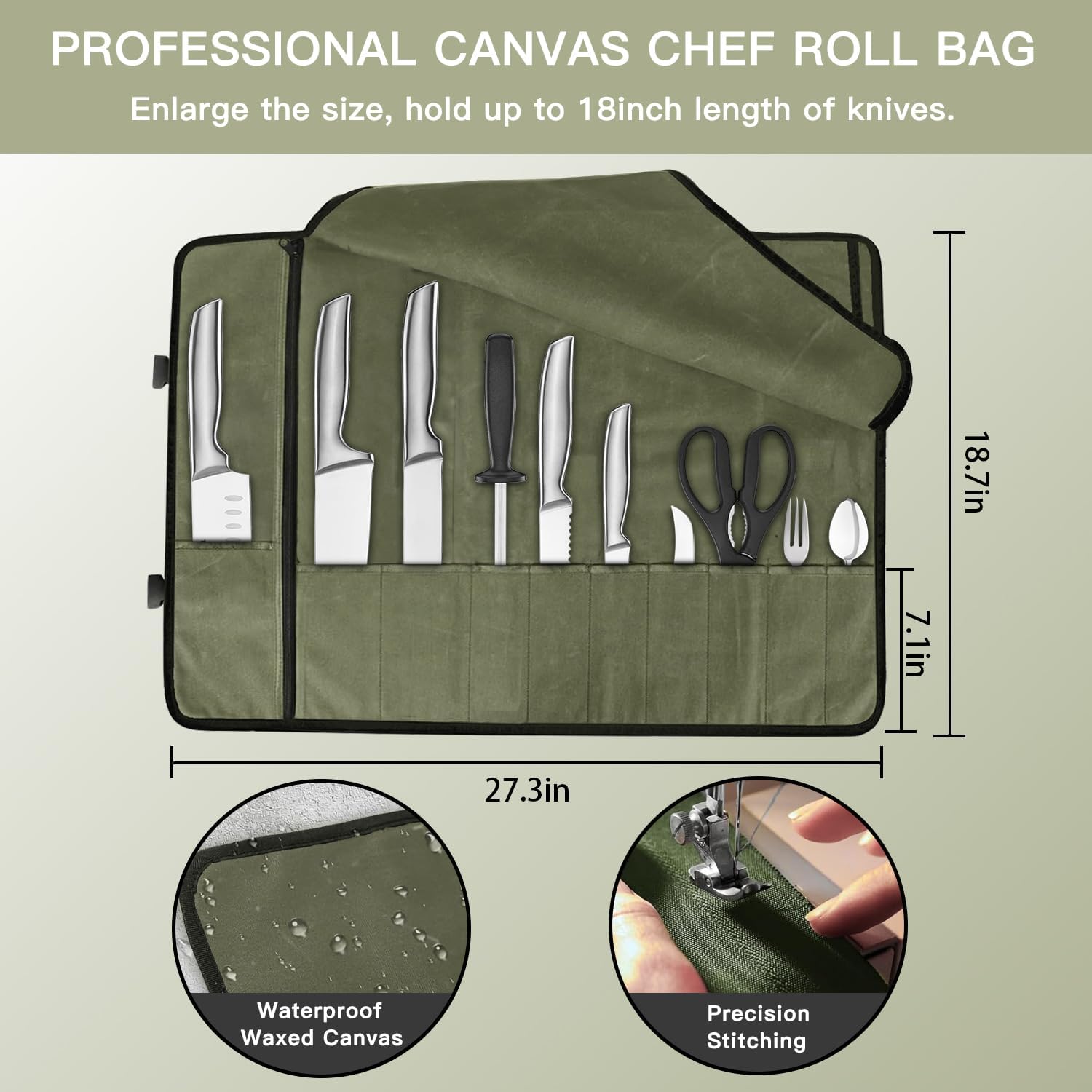 Parsuko Chef Knife Roll Bag with 10 Slots