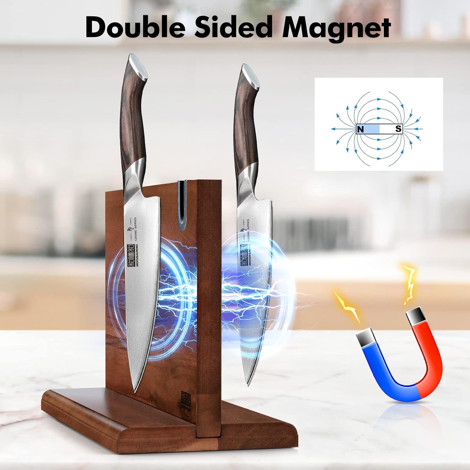 HOSHANHO Magnetic Knife Block 14x10 Inches 1
