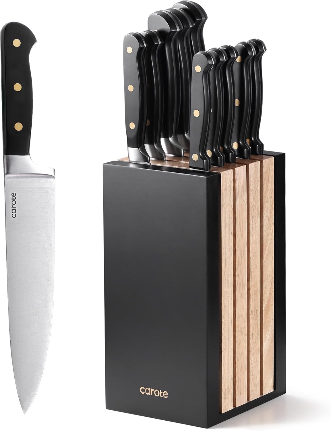 CAROTE 11PCS Knives Set razor-sharp stainless steel ergonomically designed kitchen tools