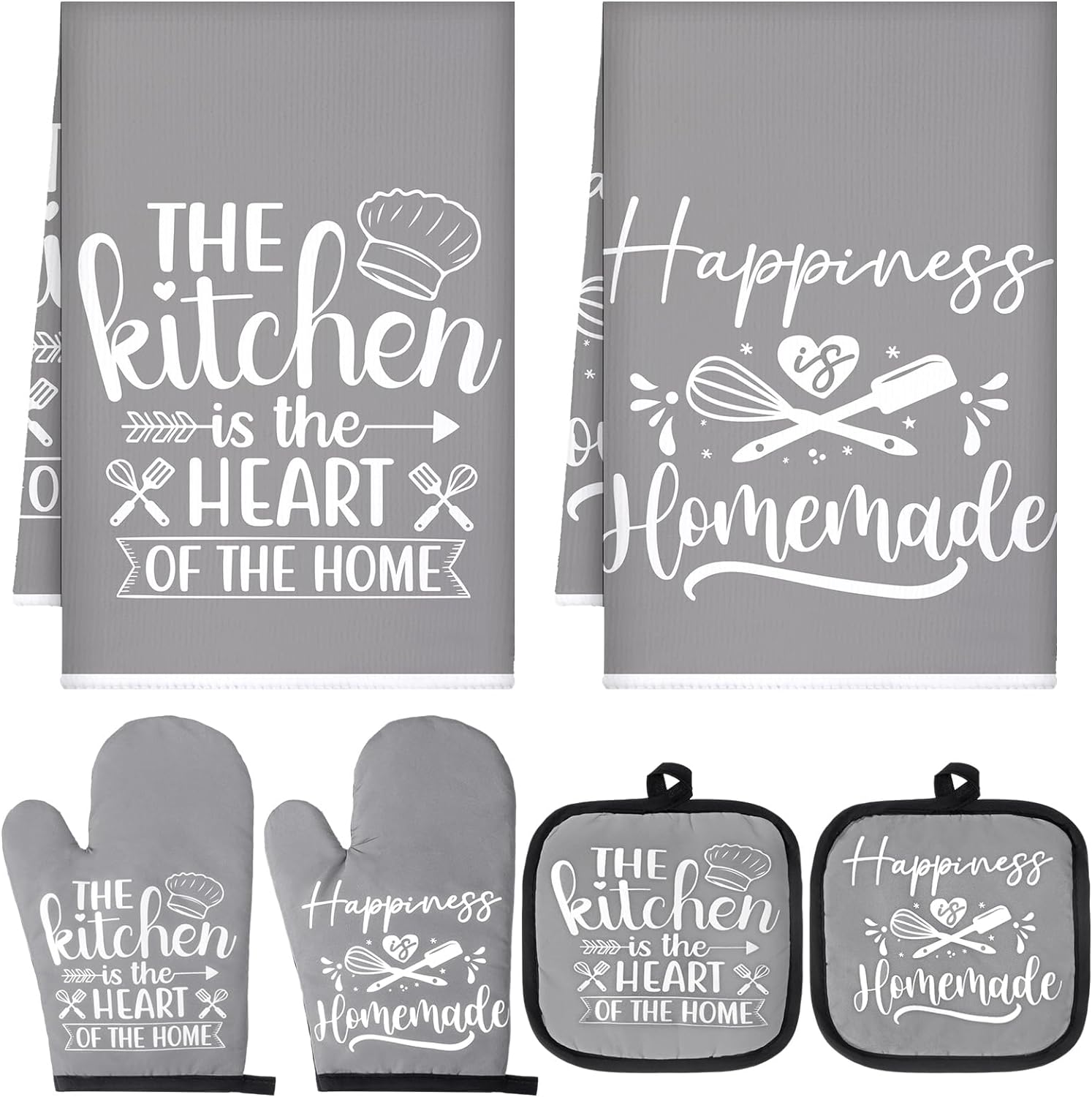 6 Pcs Farmhouse Kitchen Accessories All-Inclusive Gray Rustic Design
