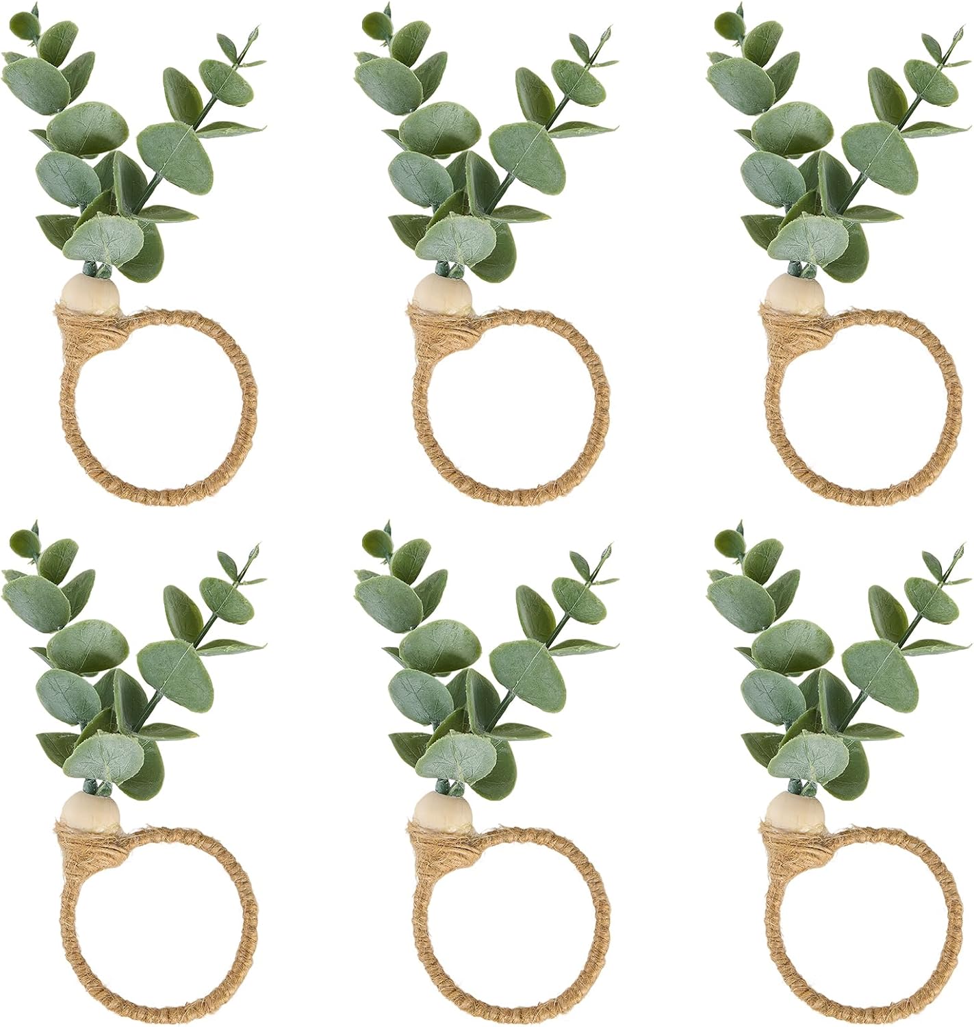 Napkin Rings Set of 6 Wood Bead Farmhouse