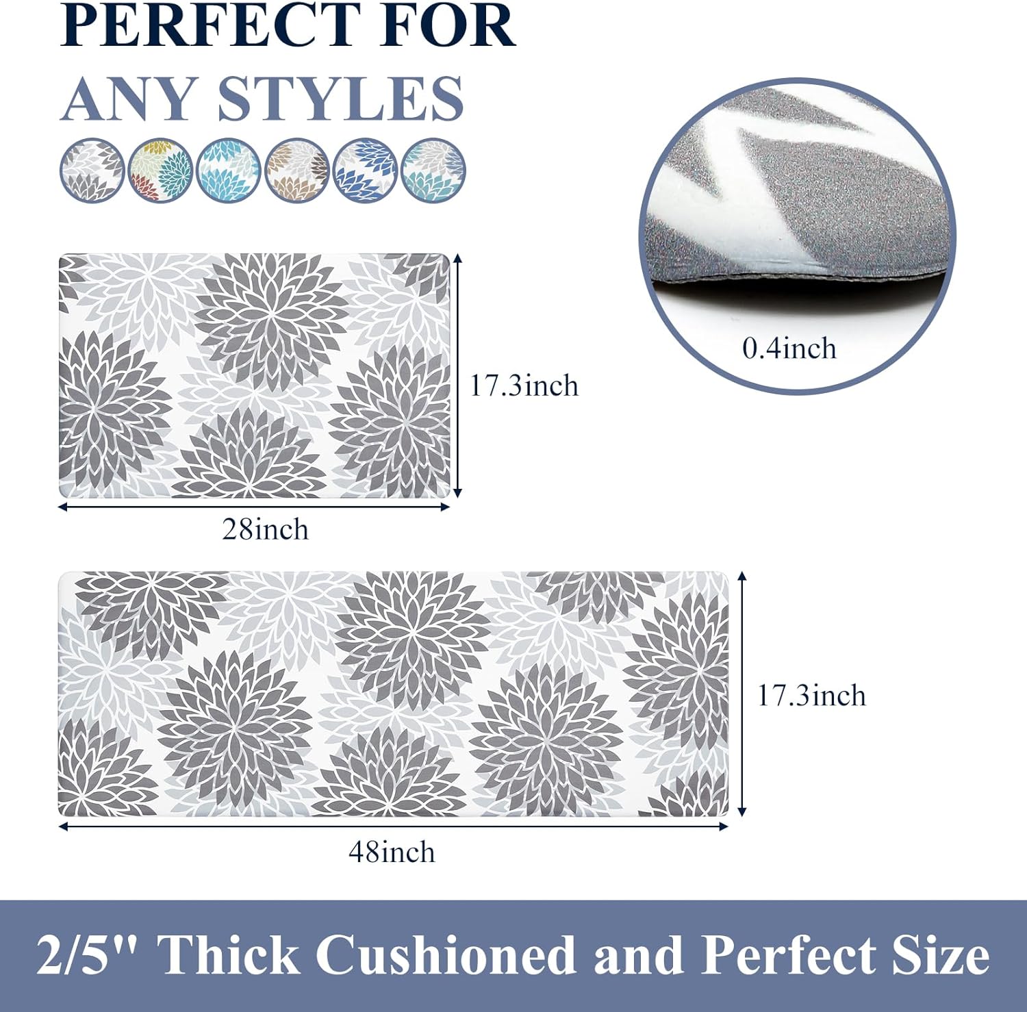 HEBE Anti Fatigue Kitchen Rugs Set for Kitchen and Home