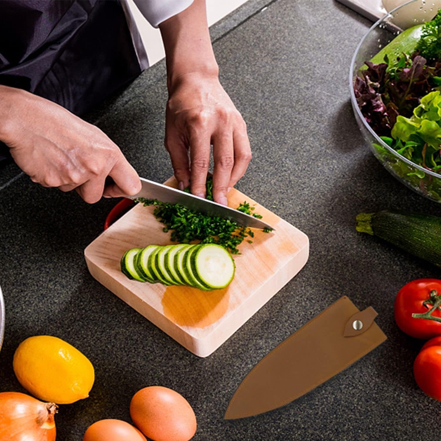 Sturdy Cowhide Leather Chef Knife Guard with Belt Loop