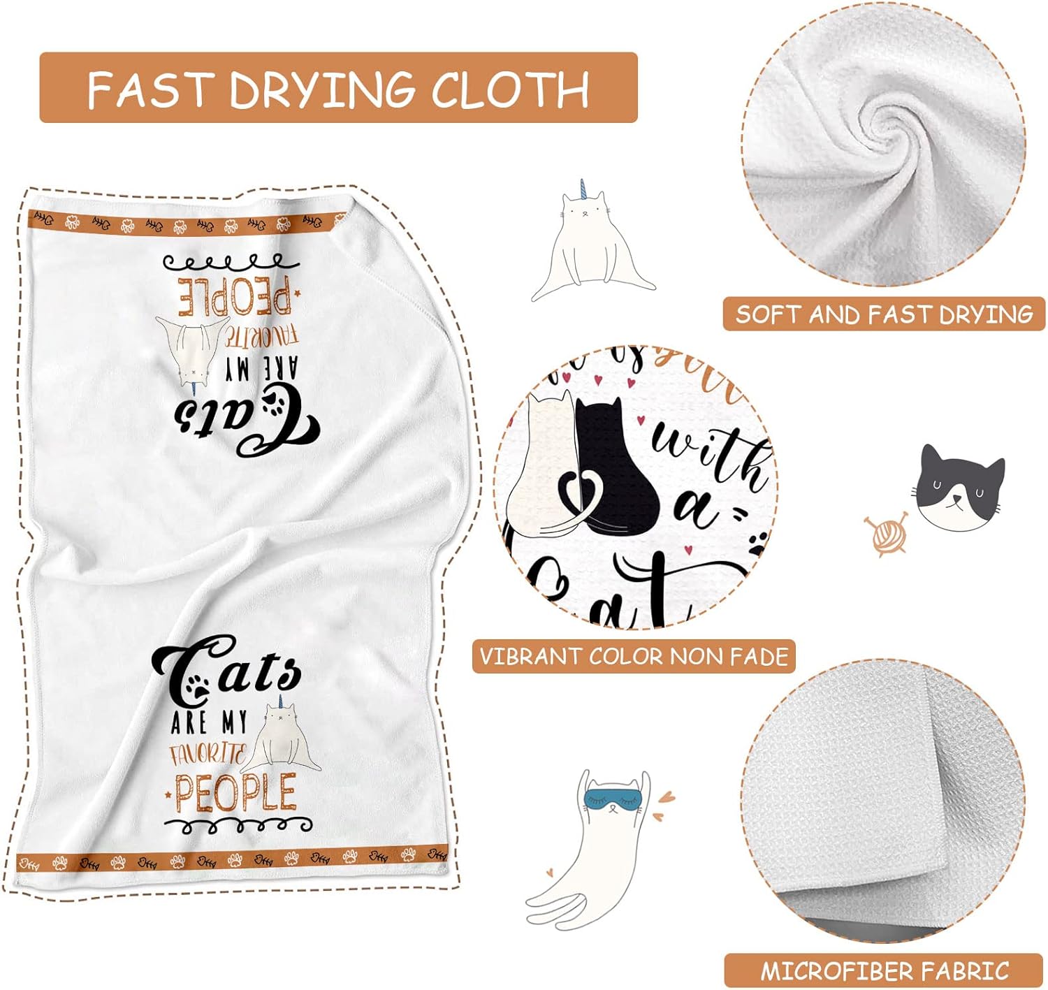 Lebsitey Cat Kitchen Towels Set