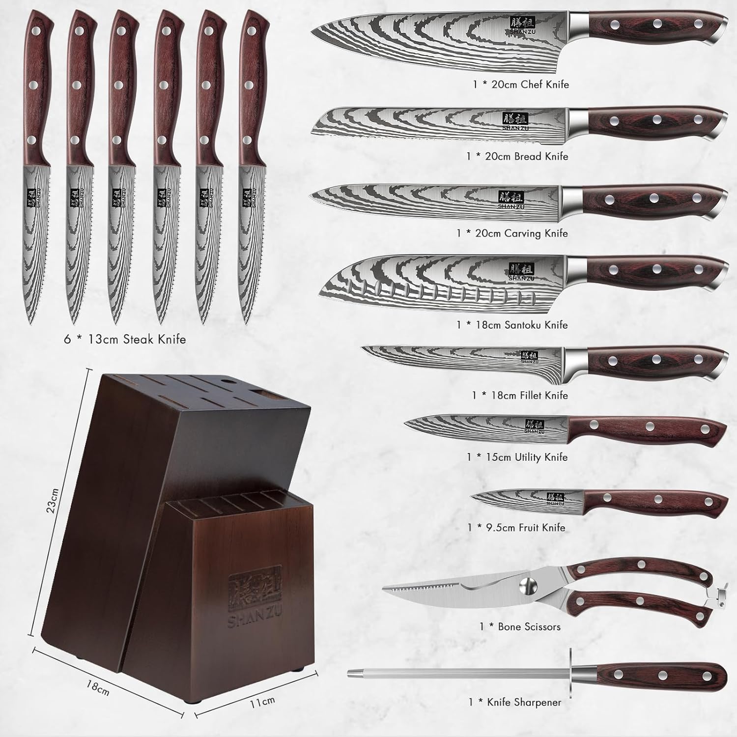 SHAN ZU Japanese Steel Knife Set
