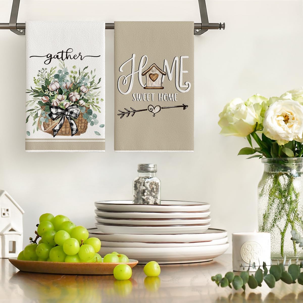Artoid Mode Eucalyptus Truck Fresh Dish Towels for Kitchen