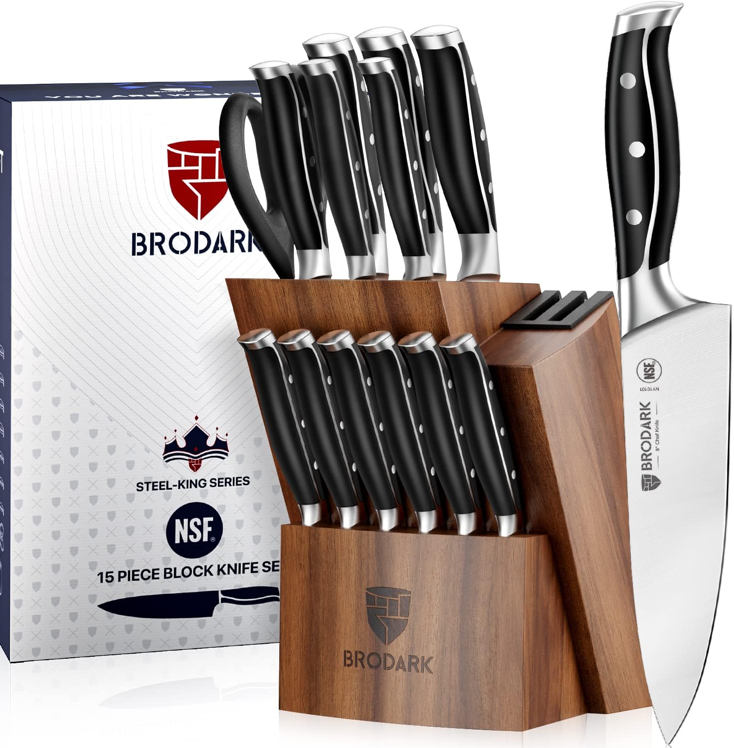 BRODARK 15-Piece Professional Chef Knife Set