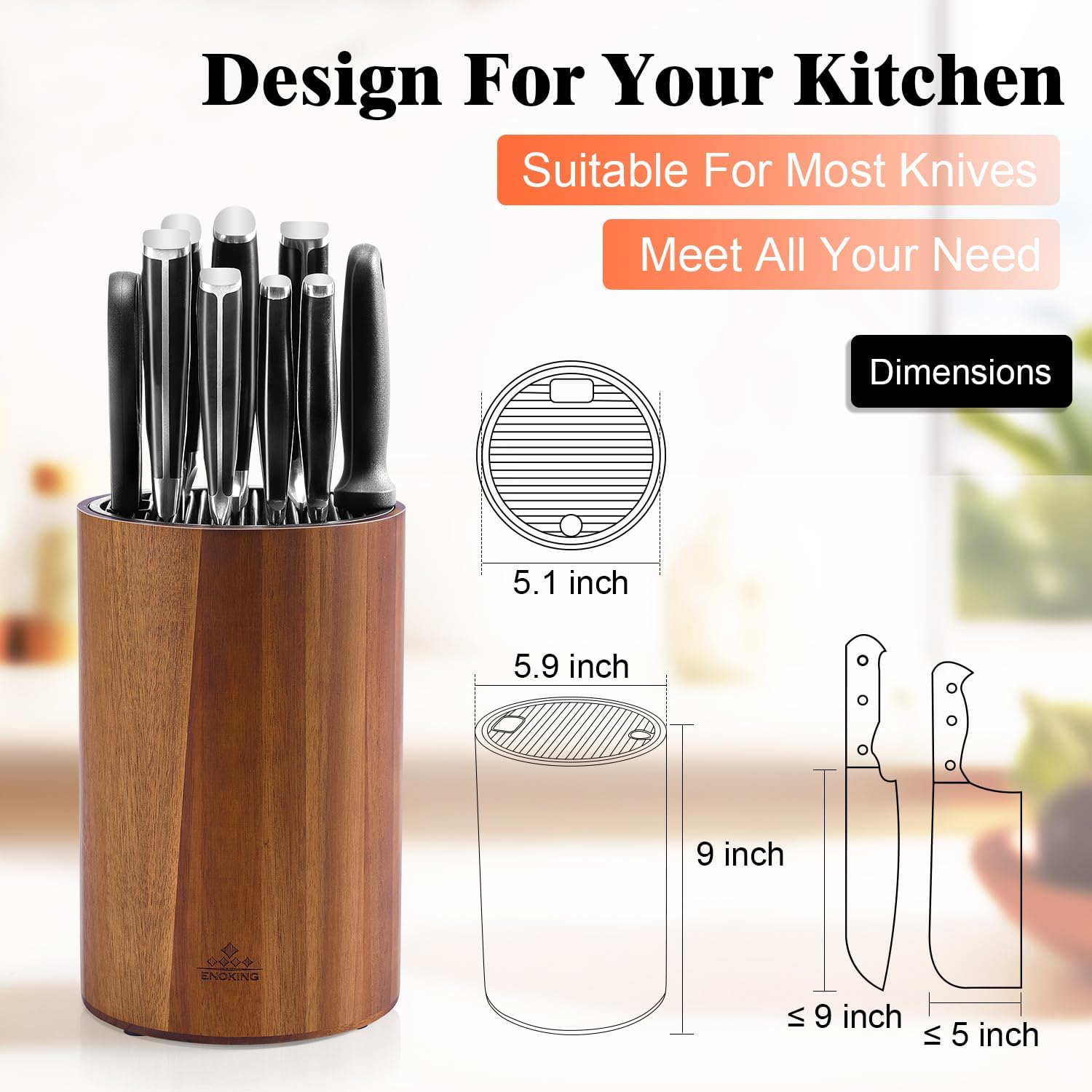 Perfect Universal Knife Holderalyzed Wooden Holder with Plastic Lid Non-Slip Eco-Friendly