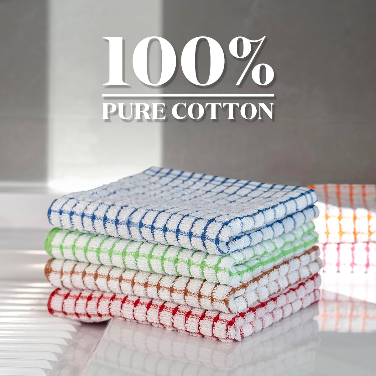 100 Cotton Kitchen Dish Towels - Soft Absorbent 16x25 Inch