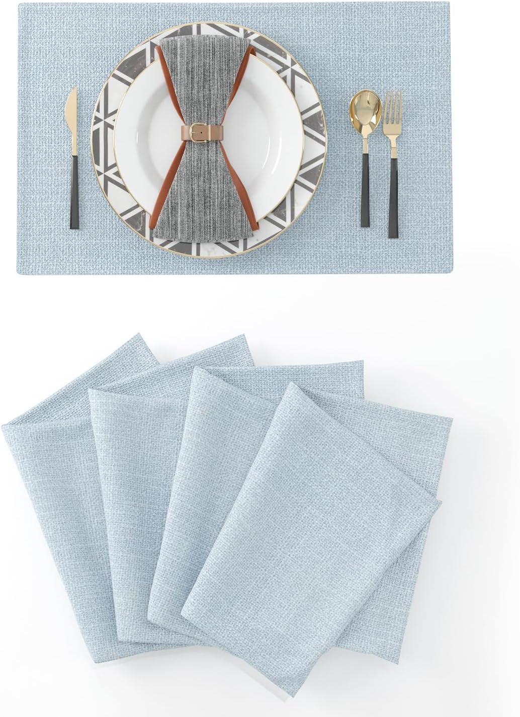 Elegant Heat-Resistant Placemats Set of 4 Soft Faux Linen
