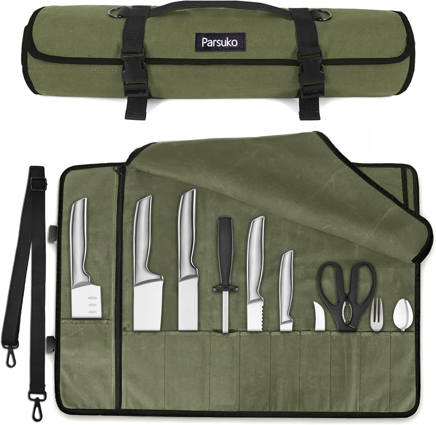 Parsuko Chef Knife Roll Bag with 10 Slots