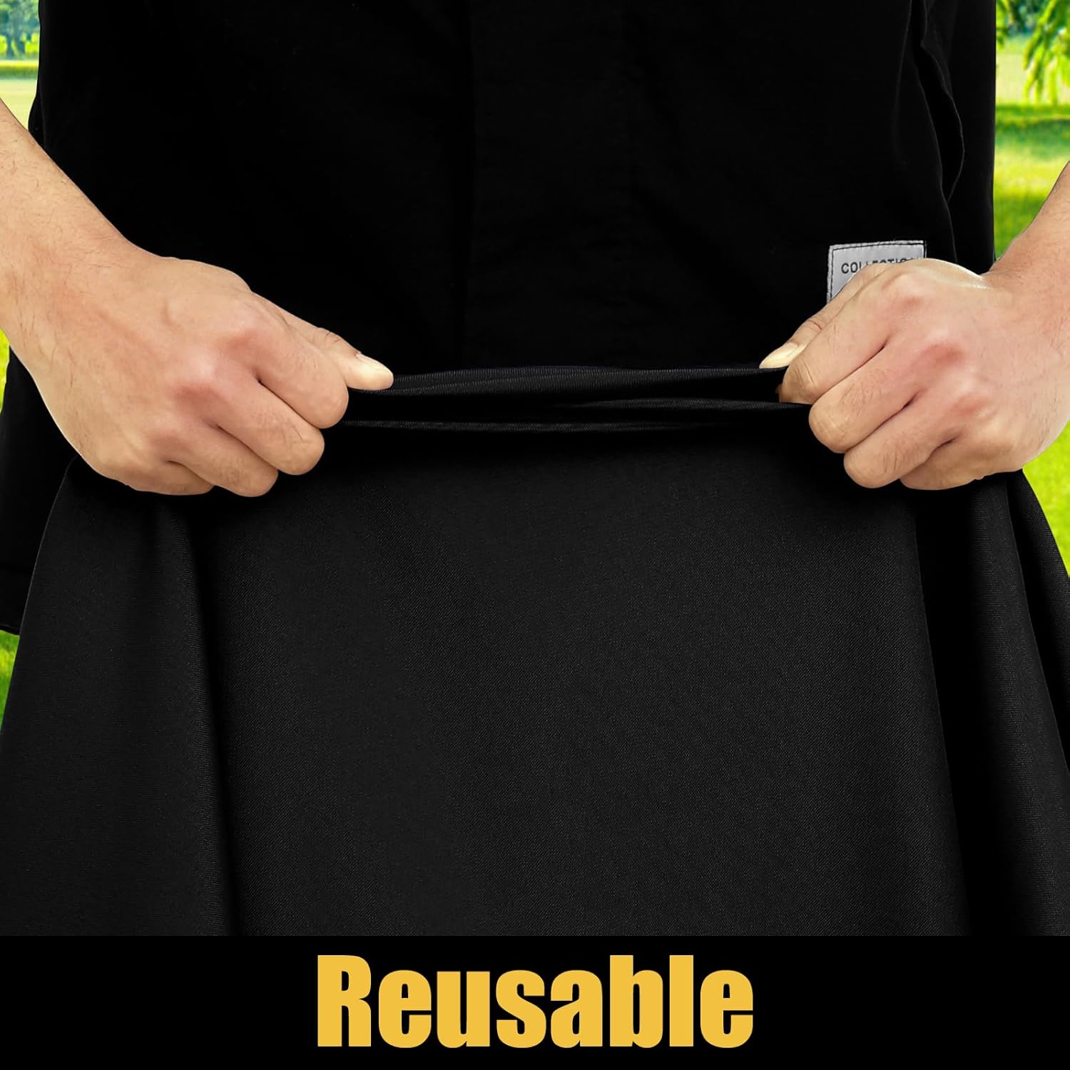 Smiry 6-Foot Picnic Table Cloth Waterproof Elastic Washable - Black 30x72