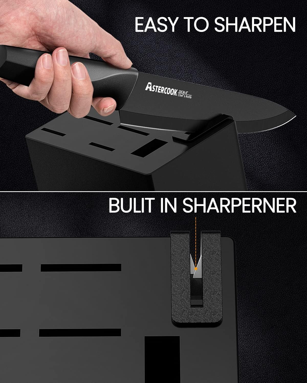 Astercook Knives with Sharpener Set