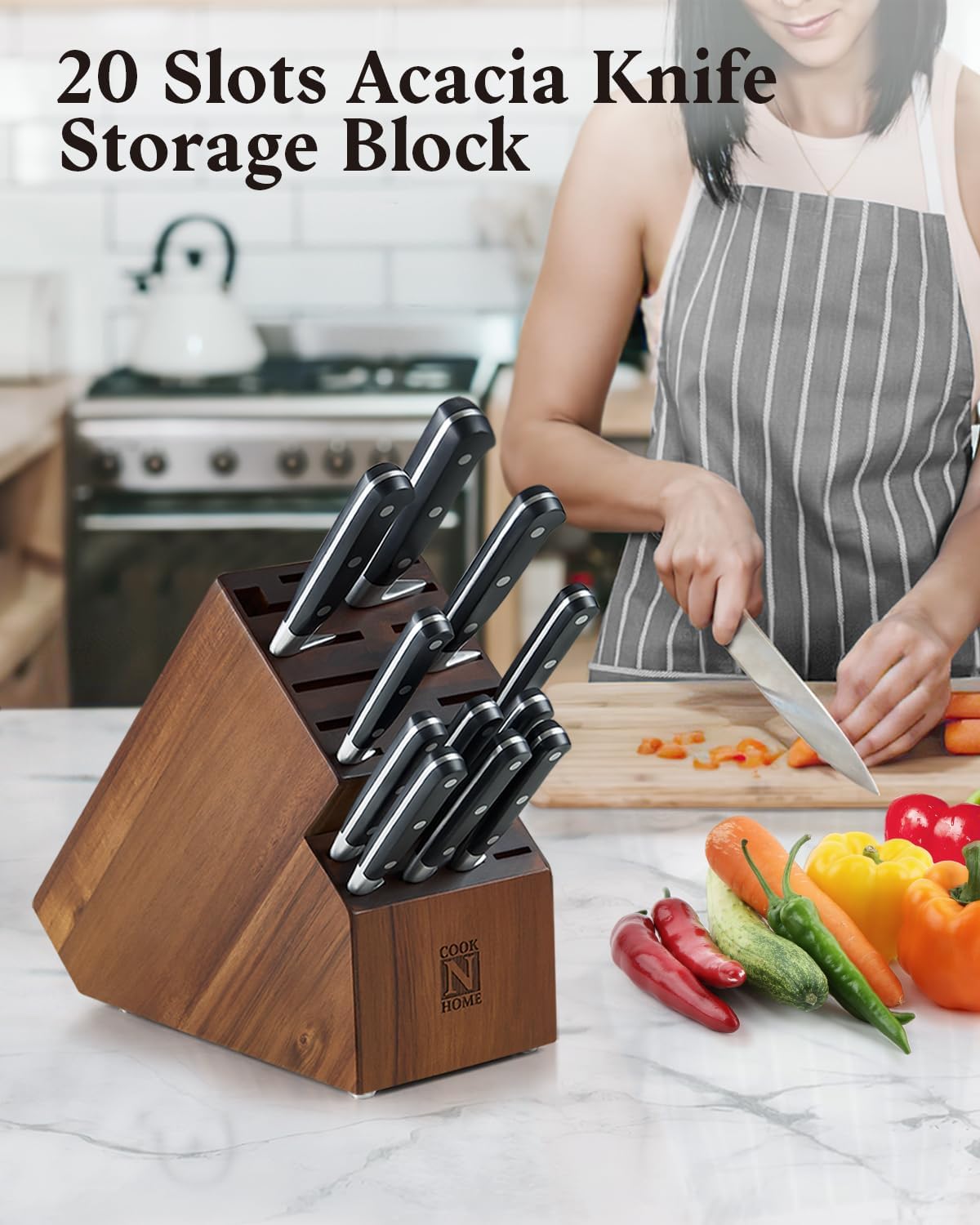 Acacia Wood Knife Block by Cook N Home