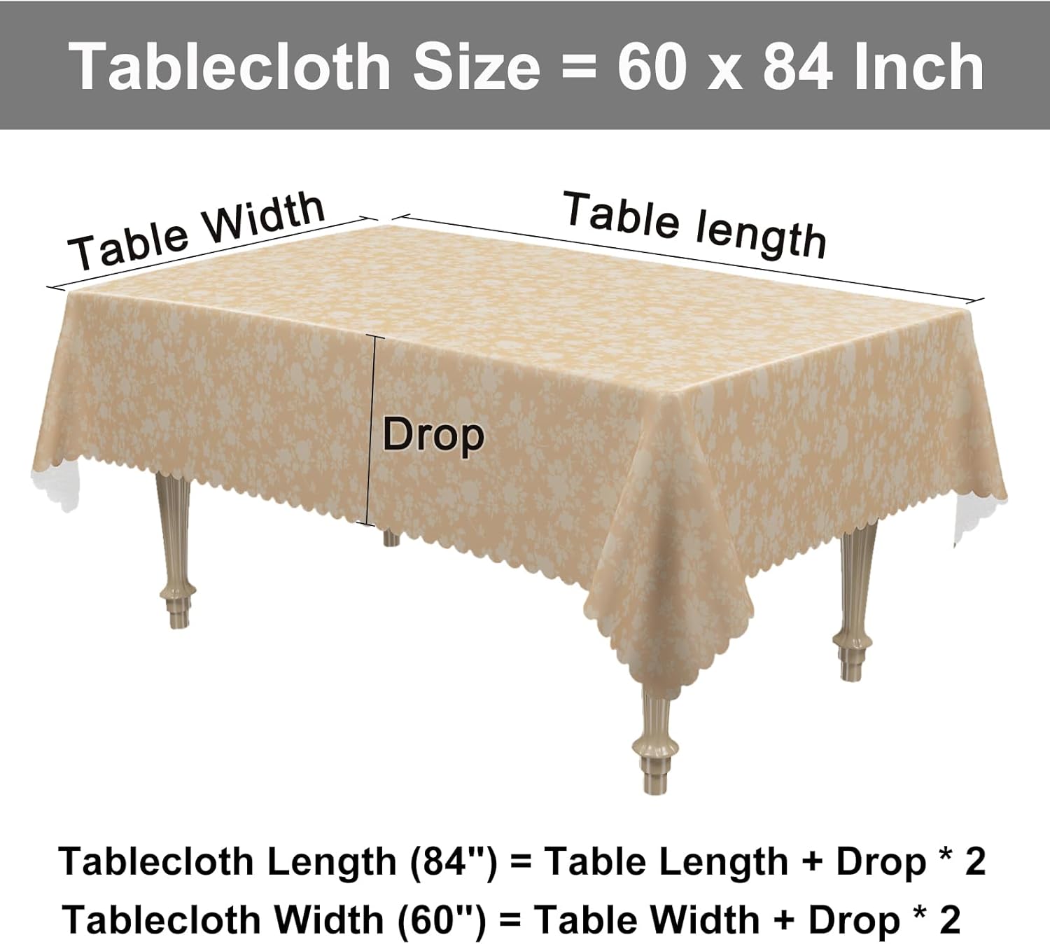 Elegant Beige Rectangle Tablecloth Waterproof for Everyday Use
