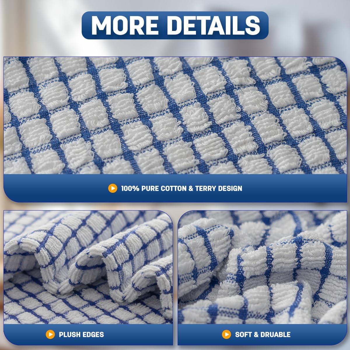 100 Cotton Kitchen Dish Towels - Soft Absorbent 16x25 Inch