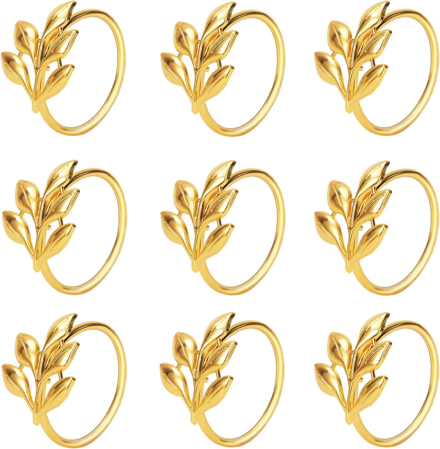 20-Leaf Napkin Rings for Gold-Tone Dining Tables