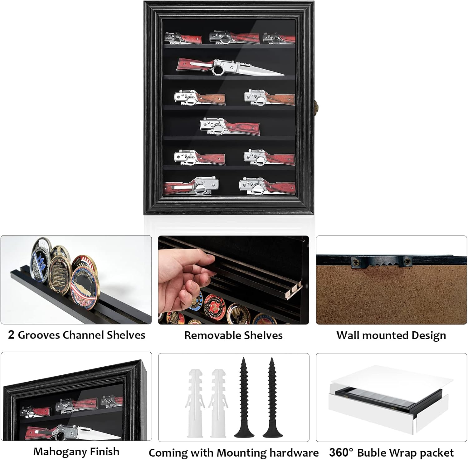 Lockable Tempered Glass Knife Display Case