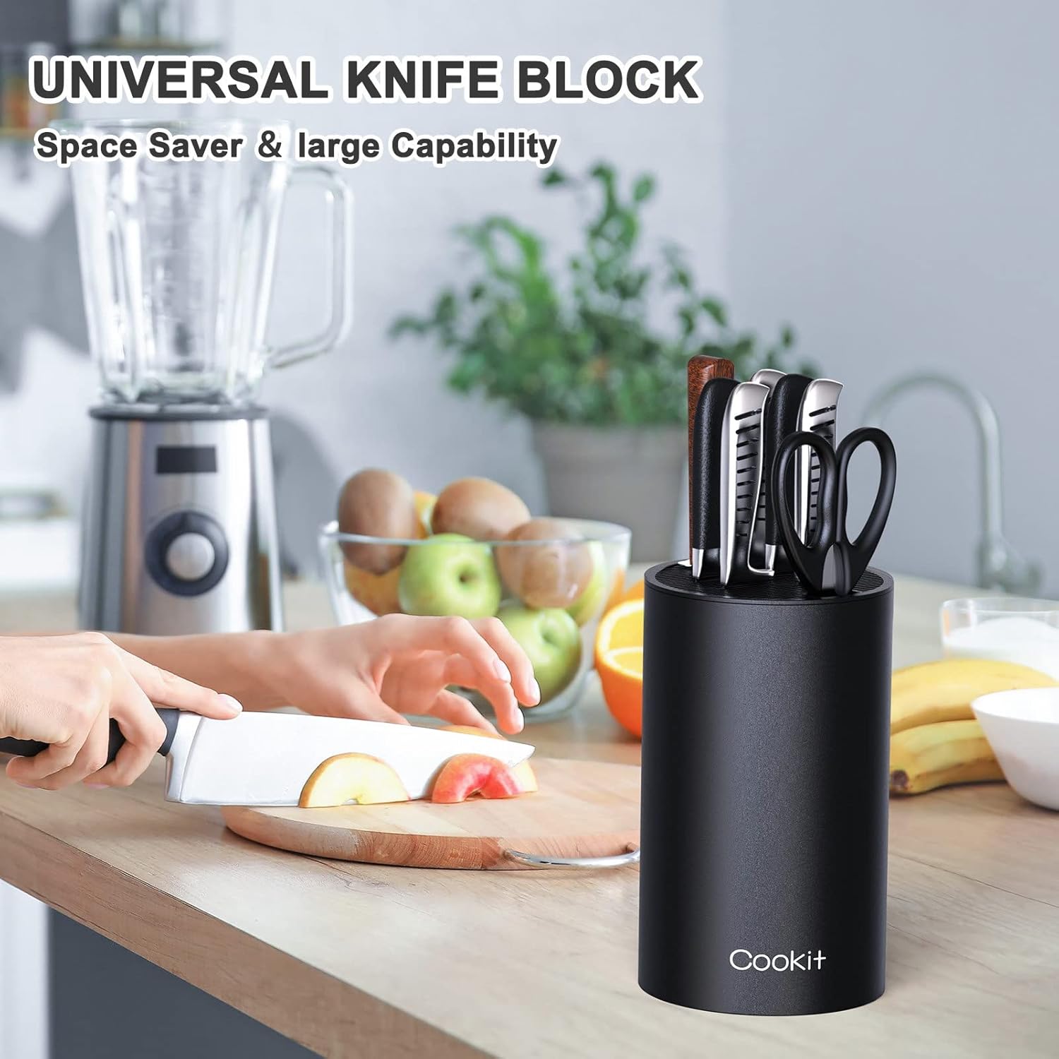 Cookit Universal Knife Block with Scissors Slot Black