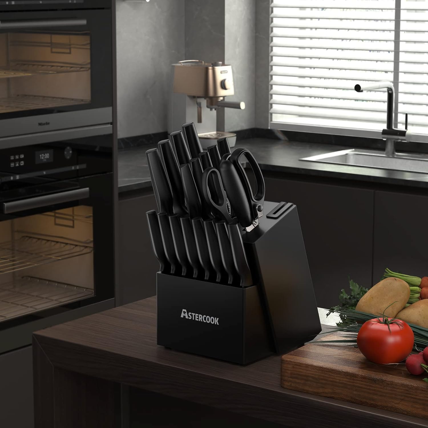 21-Piece Knife Set with Built-in Sharpener