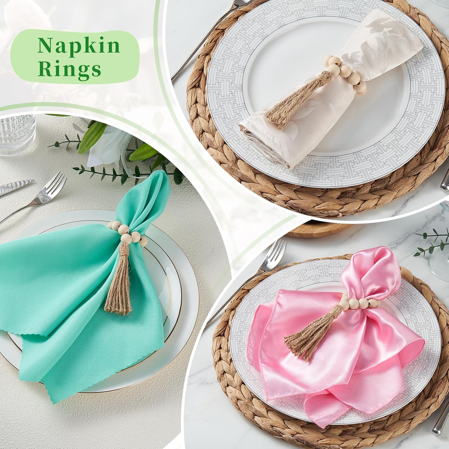 Table Napkins Set of 6 - Rustic Elegance for Weddings Holidays Boho Parties