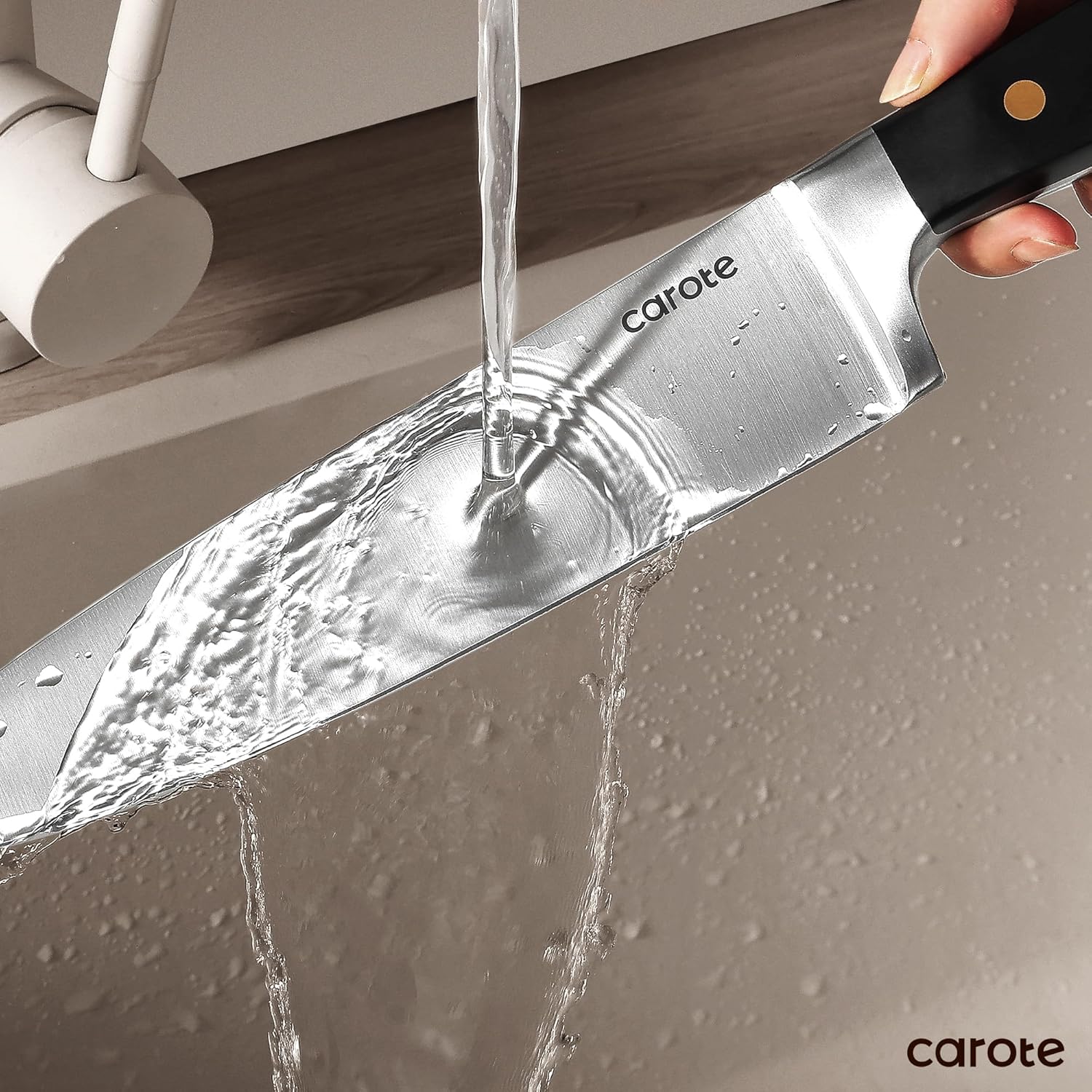 CAROTE 11PCS Knives Set razor-sharp stainless steel ergonomically designed kitchen tools