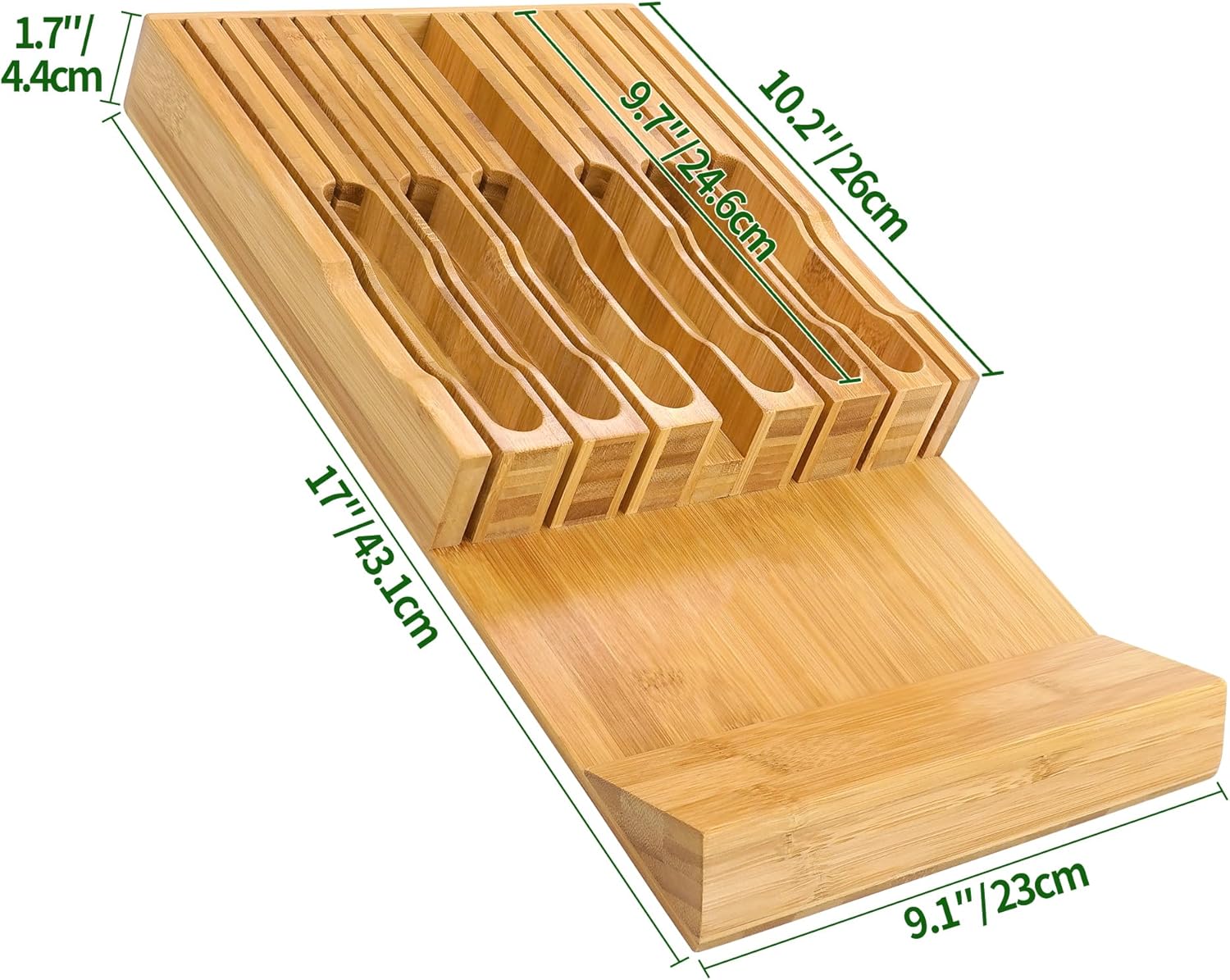 VaeFae Bamboo Knife Organizer for 12 Knives With Sharpener