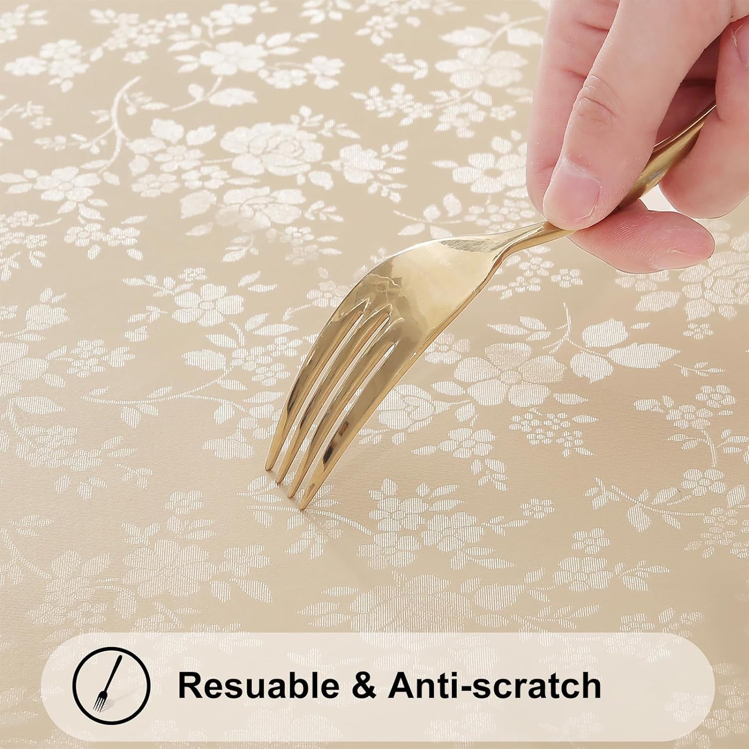Elegant Beige Rectangle Tablecloth Waterproof for Everyday Use