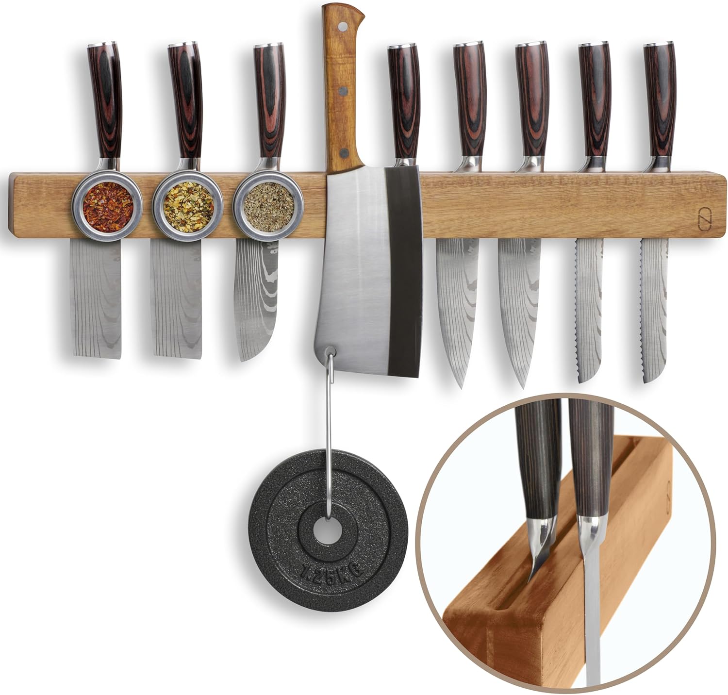 NOVAWARE Magnetic Knife Holder for Kitchen Storage with Double Capacity