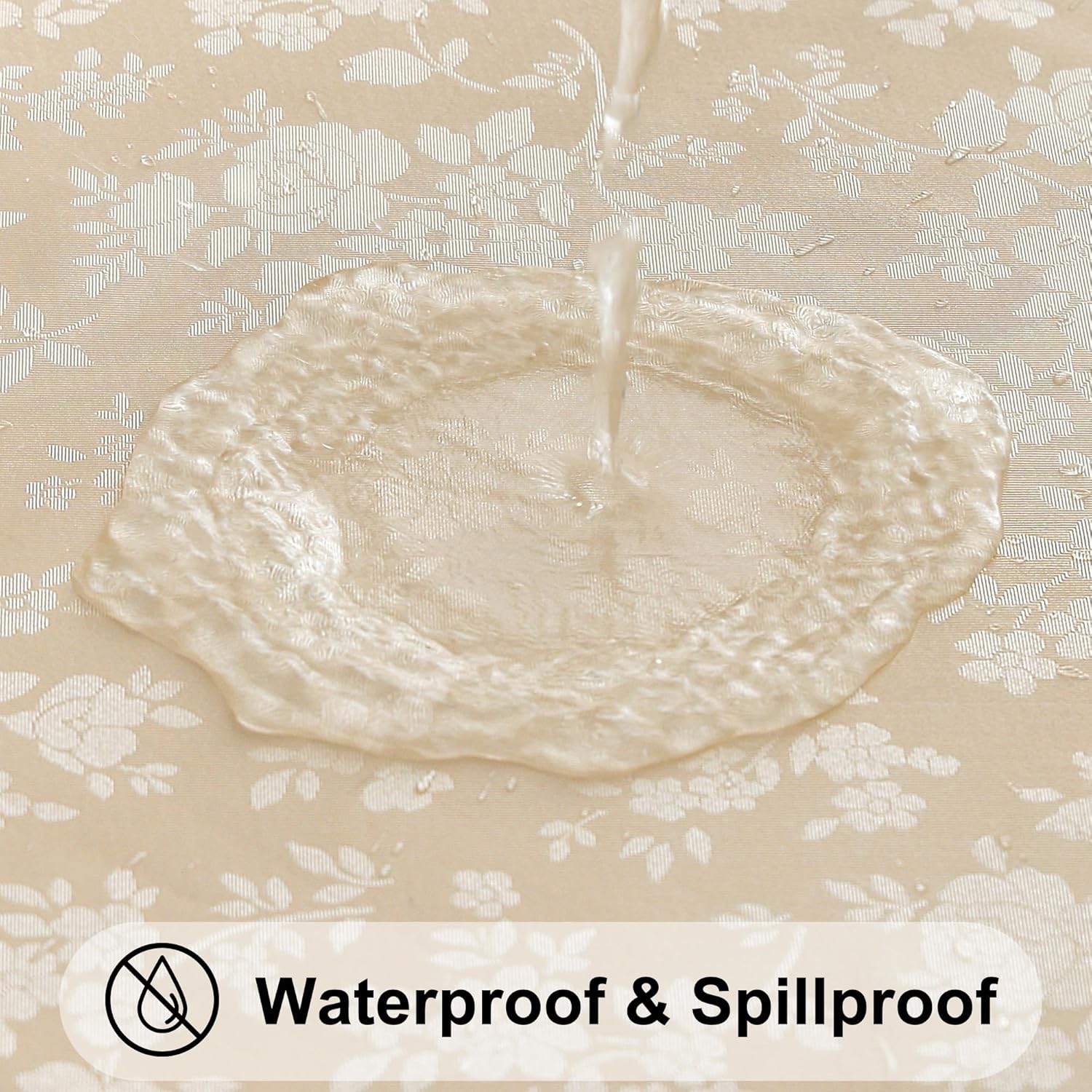 Elegant Beige Rectangle Tablecloth Waterproof for Everyday Use