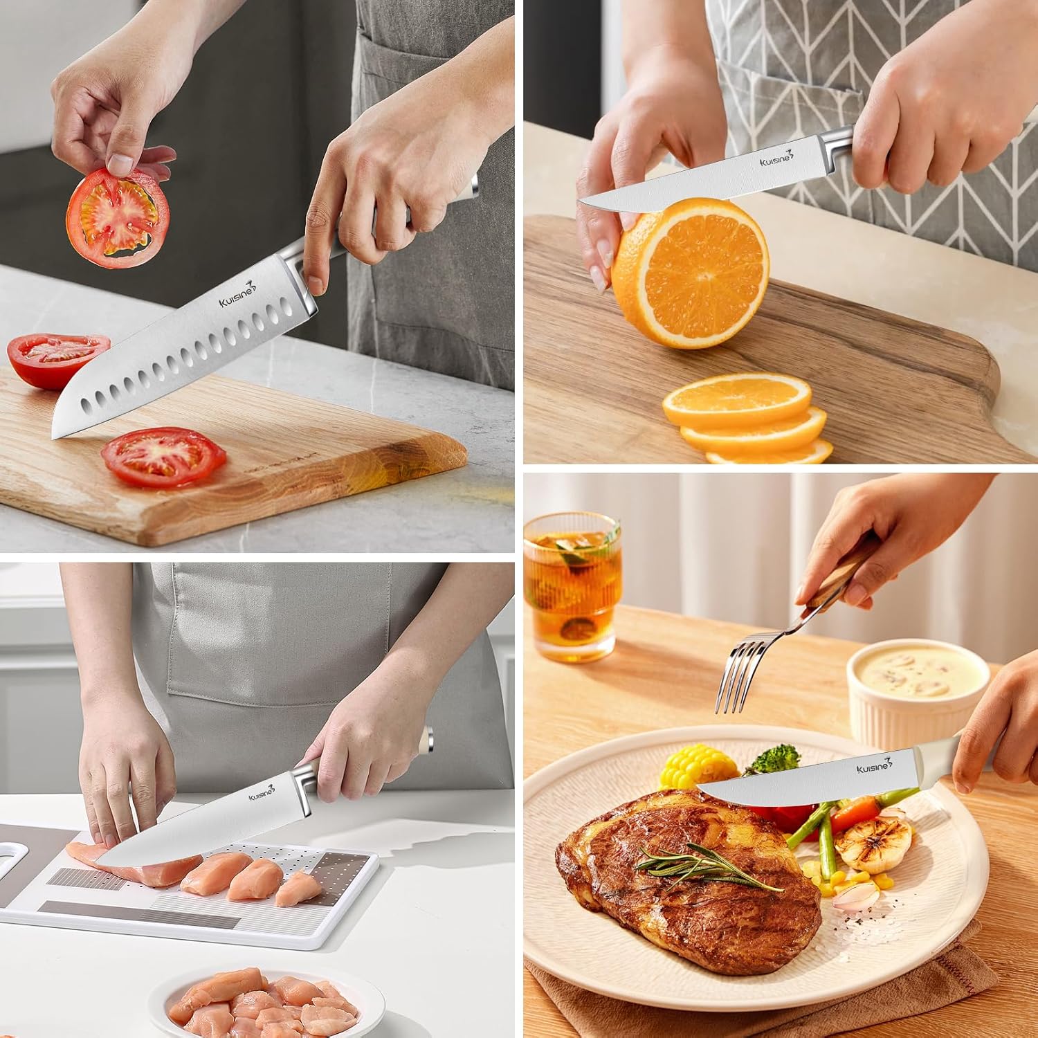 Kuisine Chef Knife Set with Built-in Sharpener 15PCS
