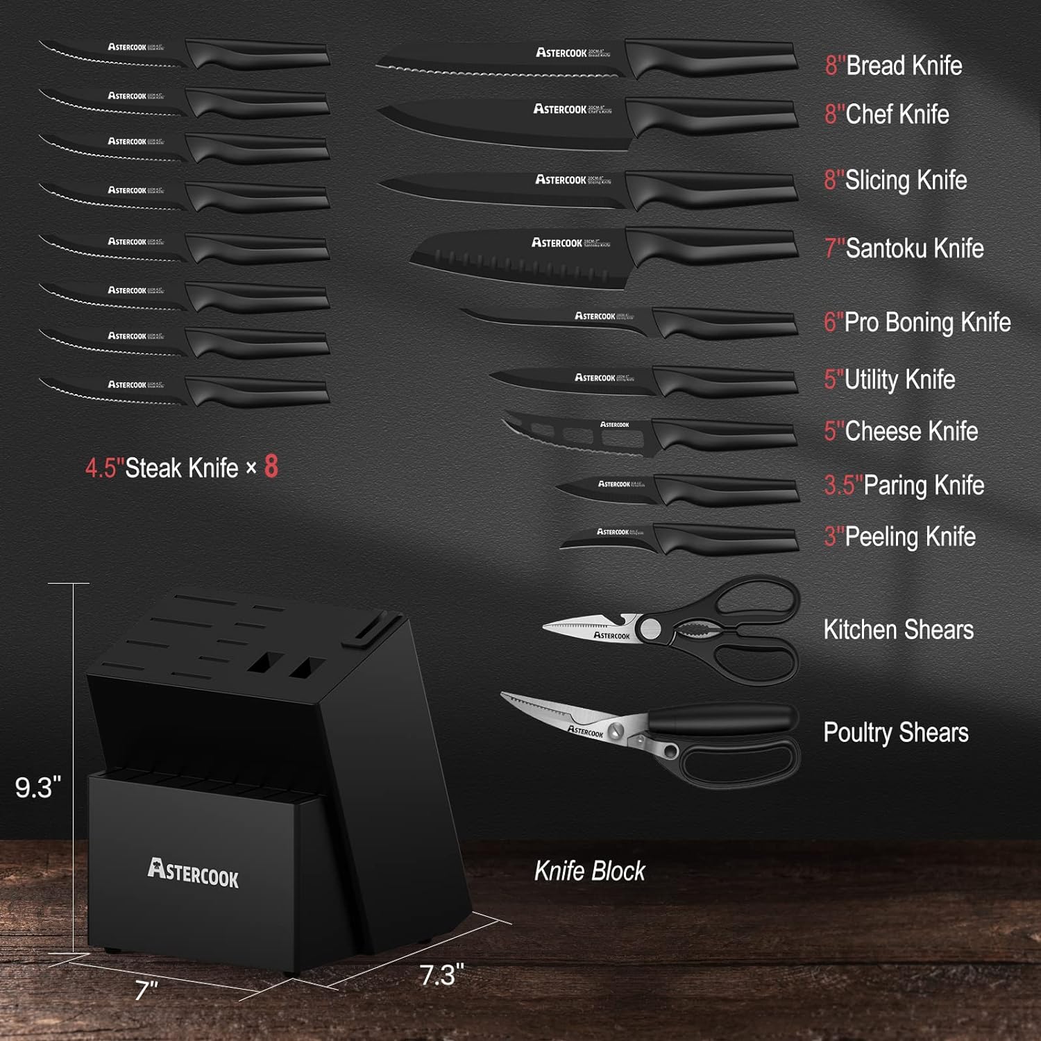 21-Piece Knife Set with Built-in Sharpener