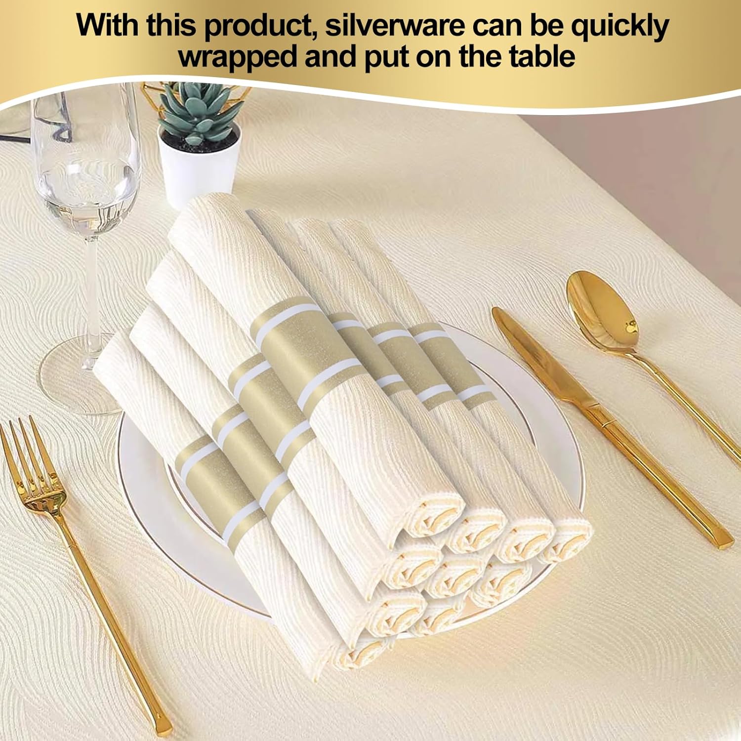 Germiwipe Matte Gold Silverware Napkin Rings 200 PCS