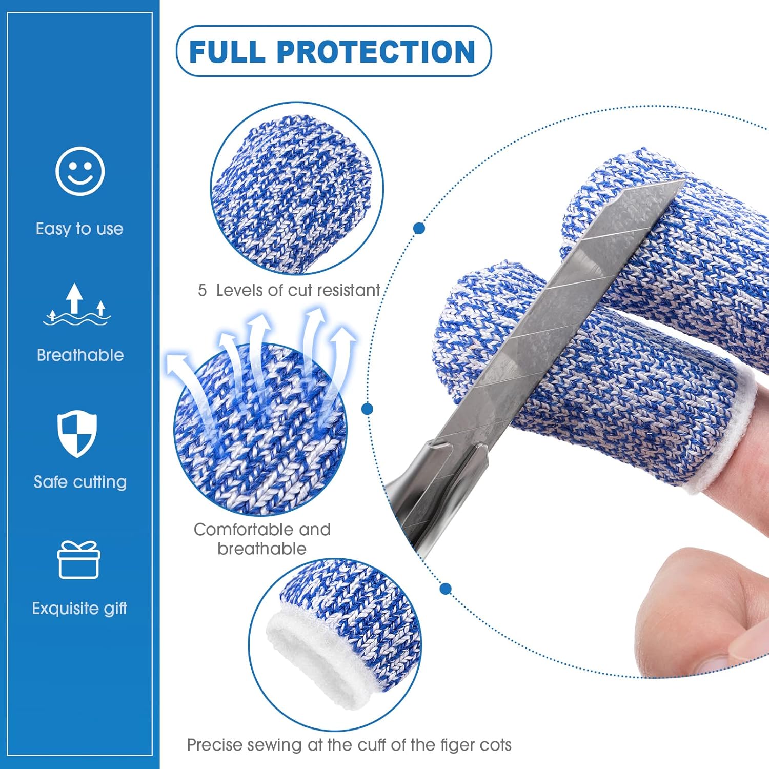 9-Piece Stainless Steel Finger Protector Set for Slice Chop