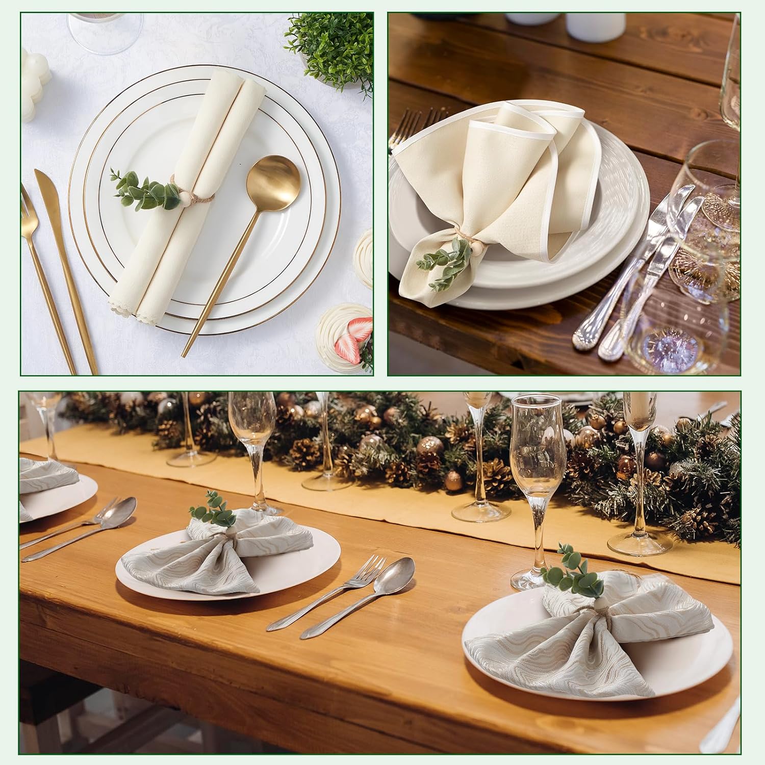 Napkin Rings Set of 6 Wood Bead Farmhouse