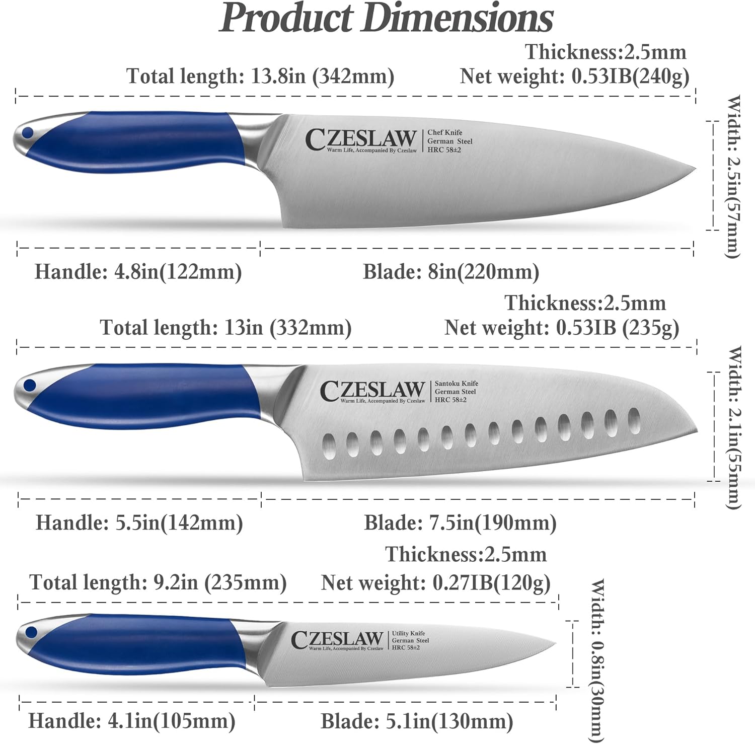 Czeslaw 3-Piece Chefs Knife Set
